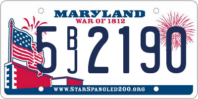 MD license plate 5BJ2190