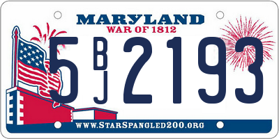 MD license plate 5BJ2193
