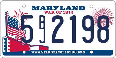 MD license plate 5BJ2198