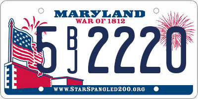 MD license plate 5BJ2220