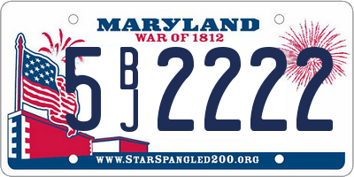MD license plate 5BJ2222
