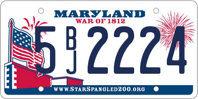 MD license plate 5BJ2224
