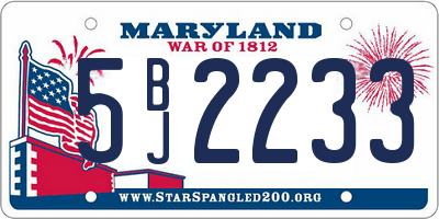 MD license plate 5BJ2233