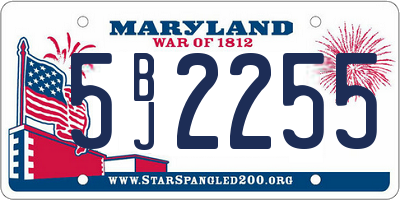 MD license plate 5BJ2255