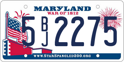 MD license plate 5BJ2275