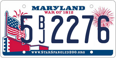 MD license plate 5BJ2276