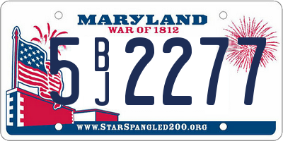 MD license plate 5BJ2277