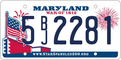 MD license plate 5BJ2281