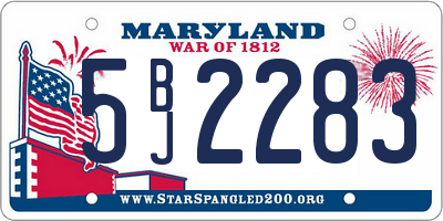 MD license plate 5BJ2283