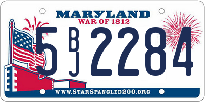MD license plate 5BJ2284