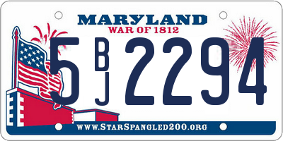 MD license plate 5BJ2294