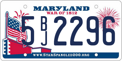 MD license plate 5BJ2296