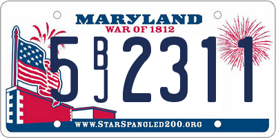 MD license plate 5BJ2311