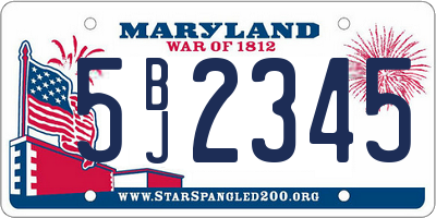 MD license plate 5BJ2345