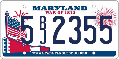 MD license plate 5BJ2355