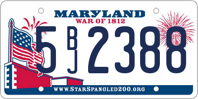 MD license plate 5BJ2388