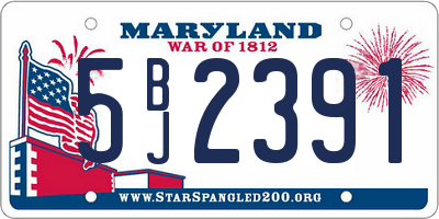 MD license plate 5BJ2391