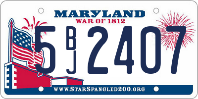 MD license plate 5BJ2407