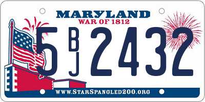 MD license plate 5BJ2432