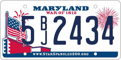 MD license plate 5BJ2434
