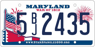 MD license plate 5BJ2435