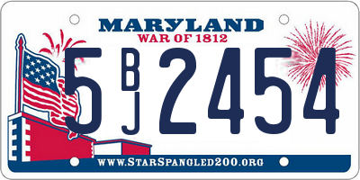 MD license plate 5BJ2454