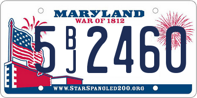 MD license plate 5BJ2460