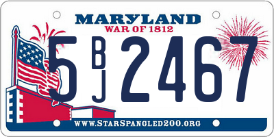 MD license plate 5BJ2467