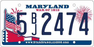 MD license plate 5BJ2474