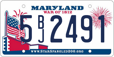 MD license plate 5BJ2491