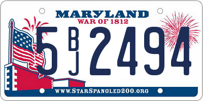 MD license plate 5BJ2494