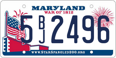 MD license plate 5BJ2496