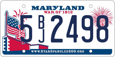 MD license plate 5BJ2498