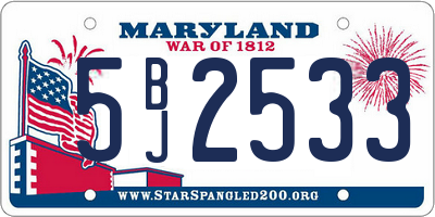 MD license plate 5BJ2533
