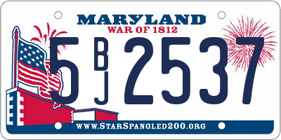 MD license plate 5BJ2537