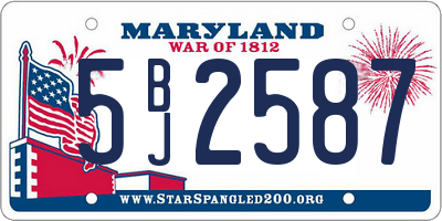 MD license plate 5BJ2587