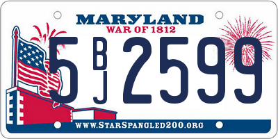 MD license plate 5BJ2599