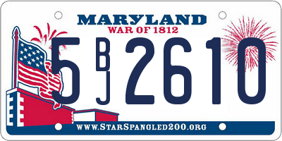 MD license plate 5BJ2610