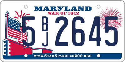 MD license plate 5BJ2645