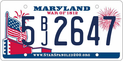 MD license plate 5BJ2647