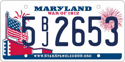 MD license plate 5BJ2653
