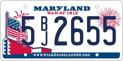 MD license plate 5BJ2655
