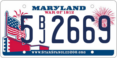 MD license plate 5BJ2669