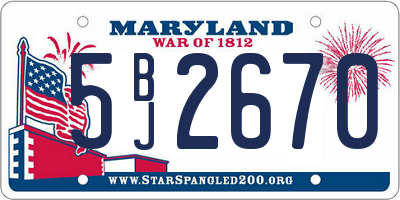 MD license plate 5BJ2670