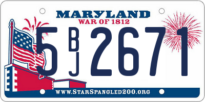 MD license plate 5BJ2671