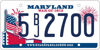 MD license plate 5BJ2700