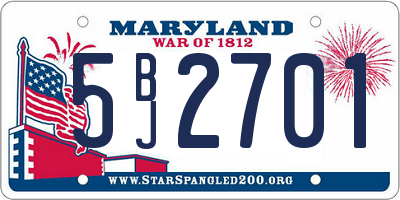 MD license plate 5BJ2701