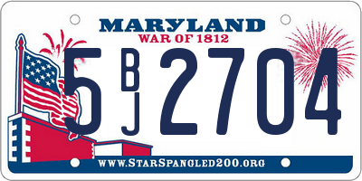 MD license plate 5BJ2704