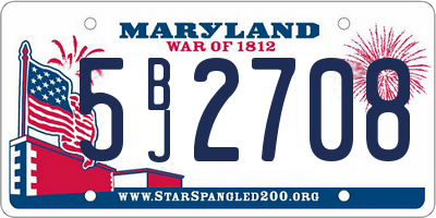 MD license plate 5BJ2708