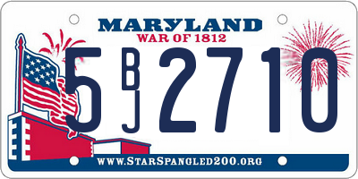 MD license plate 5BJ2710